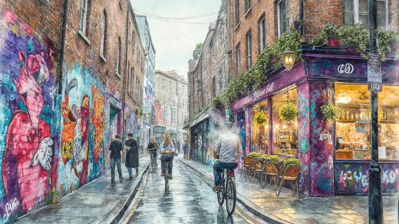 Shoreditch mural walk with colorful graffiti and a reclaimed‑brick café.